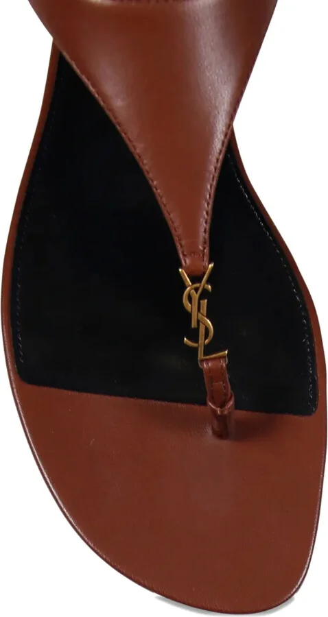 T-strap logo-embellished leather sandals - Image 4