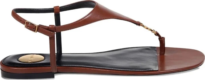 T-strap logo-embellished leather sandals