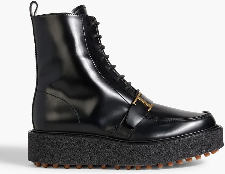 T Timeless lace-up glossed-leather platform ankle boots