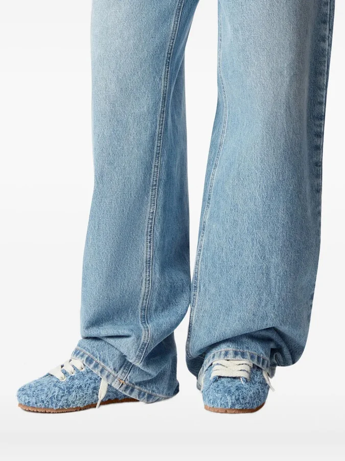 Tact frayed-denim lace-up sneakers - Image 2