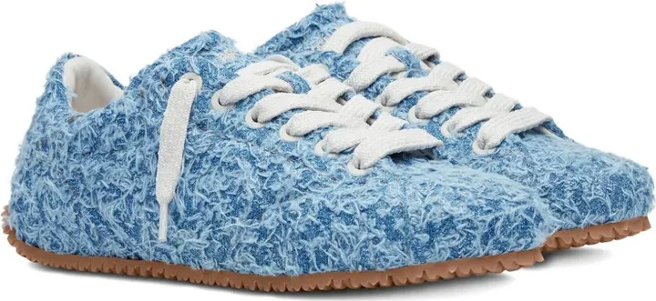 Tact frayed-denim lace-up sneakers - Image 3