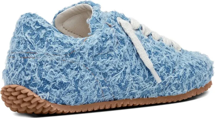 Tact frayed-denim lace-up sneakers - Image 4