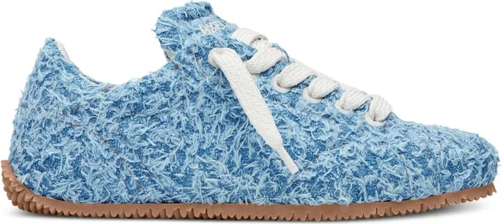 Tact frayed-denim lace-up sneakers
