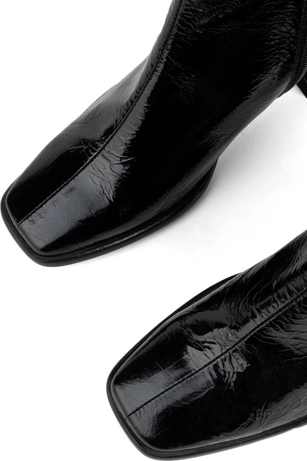 Taffy Patent Leather Heeled Boot-Black - Image 2