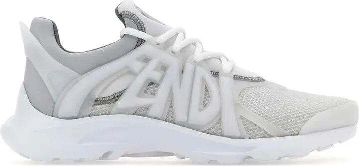 Tag lace-up panelled sneakers