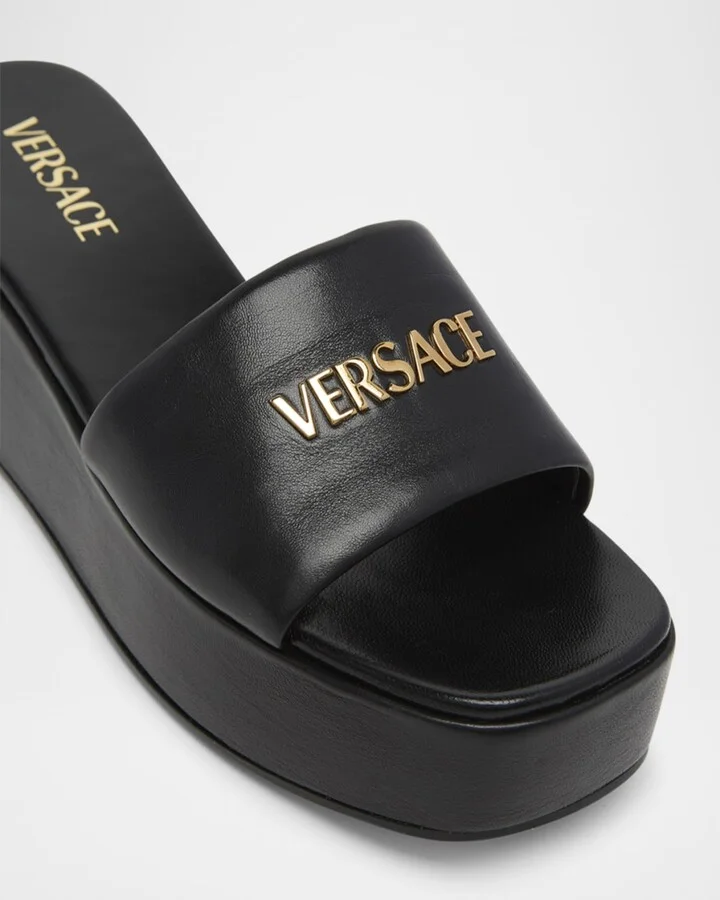 Tag Platform Lambskin Leather Mules - Image 2