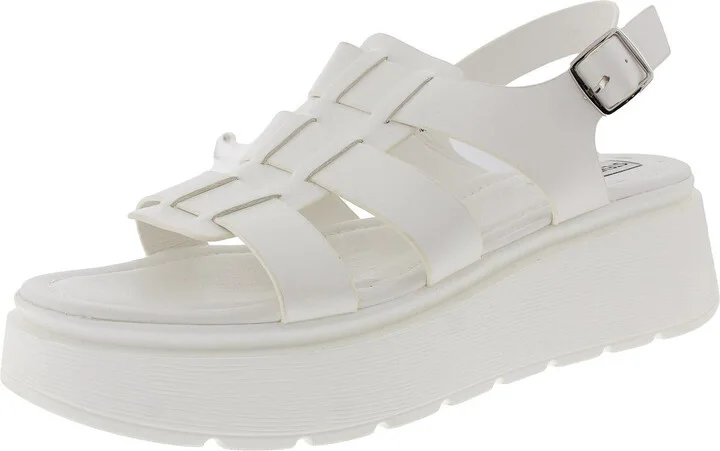 Take Womens Woven Faux Leather Platform Sandals