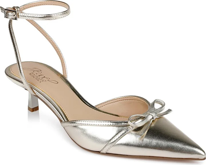 Talasia Ankle Strap Pointed Toe Kitten Heel Pump