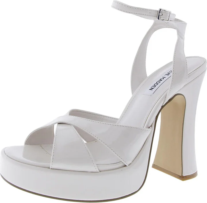 Tali Womens Buckle Patent Platform Sandals