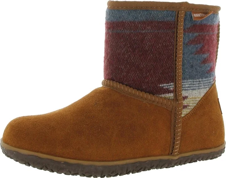 TALI Womens Leather Faux Fur Ankle Boots