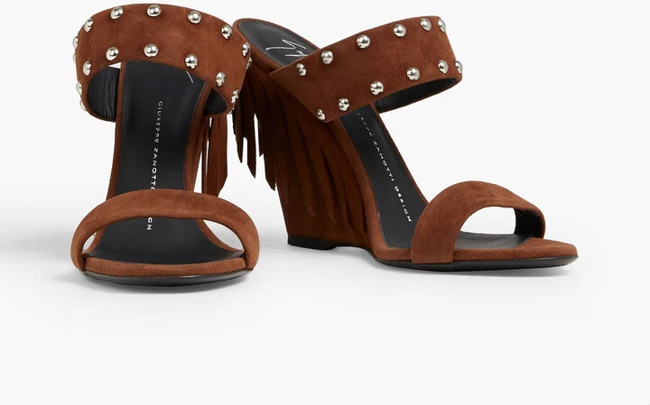 Taline fringed studded suede mules - Image 2