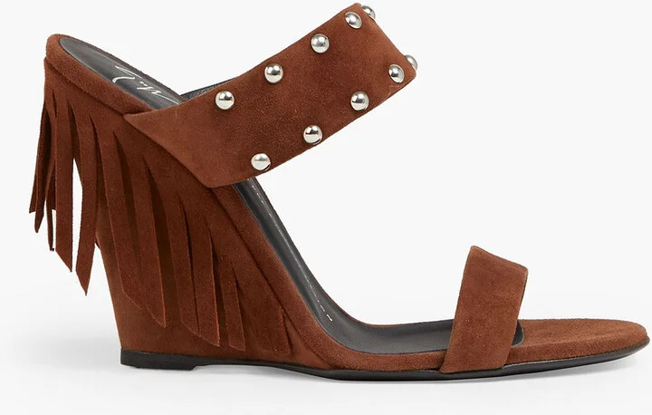 Taline fringed studded suede mules
