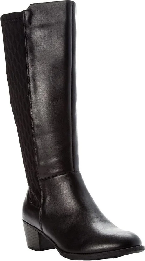 Talise Womens Leather Block Heel Knee-High Boots