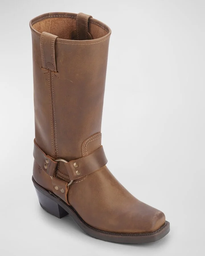Tall Leather Harness Biker Boots - Image 2