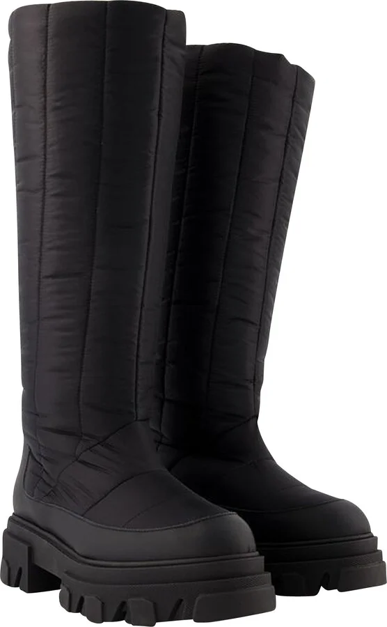 Tall Puffer Boots in Black Poly