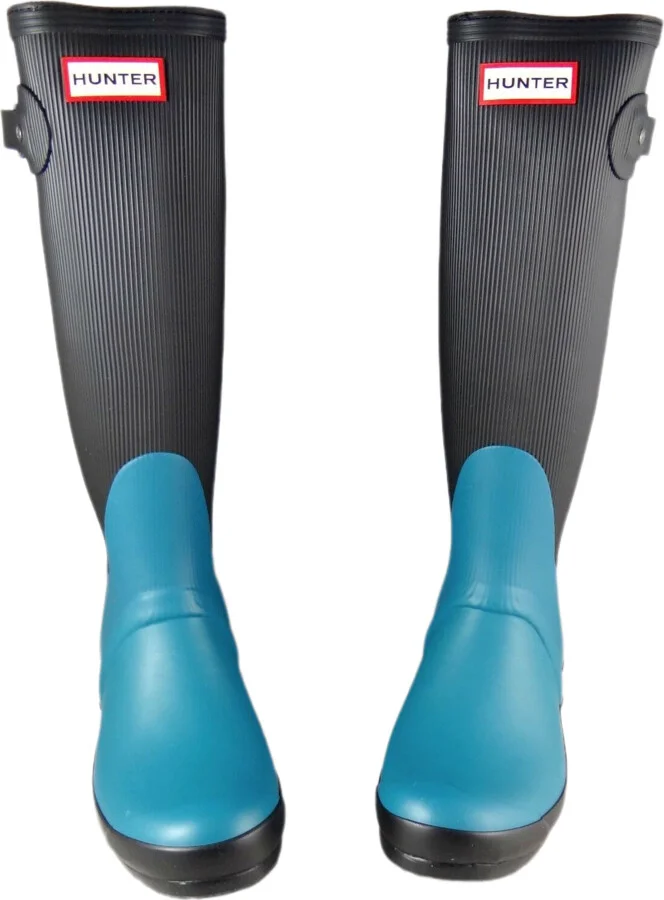 Tall Ribbled Leg Wellington Rain Boots - Image 2