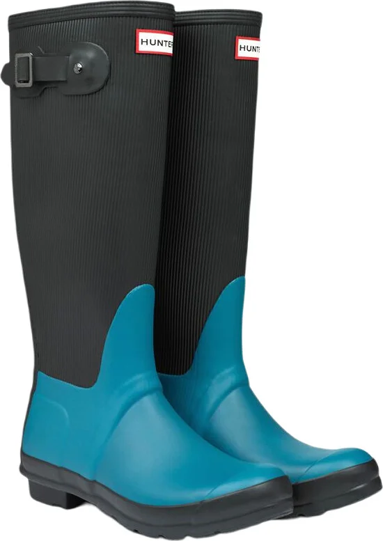 Tall Ribbled Leg Wellington Rain Boots - Image 3