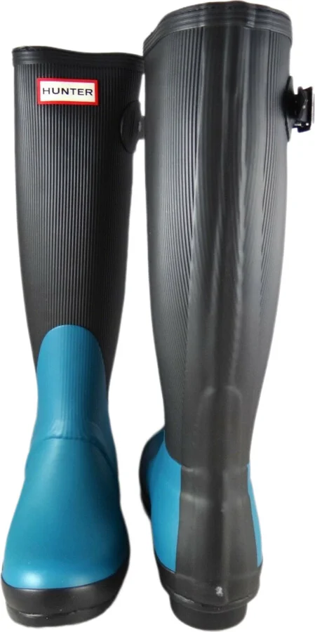 Tall Ribbled Leg Wellington Rain Boots - Image 5