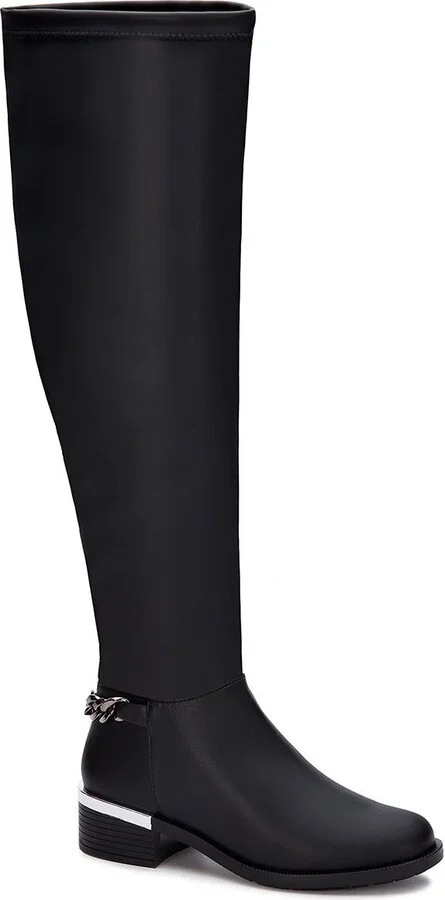 Tall Riding Boots With Chain Accent