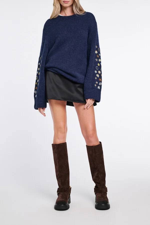 Tall waxed suede combat boots with signature D-ring - Image 2
