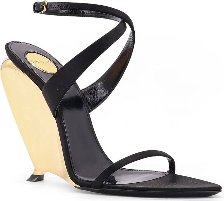 Tallulah 110 Satin Sandals With Sculptural Wedge Heel - Image 2