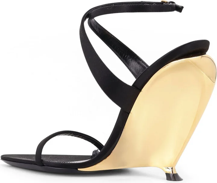 Tallulah 110 Satin Sandals With Sculptural Wedge Heel - Image 3