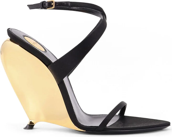 Tallulah 110 Satin Sandals With Sculptural Wedge Heel