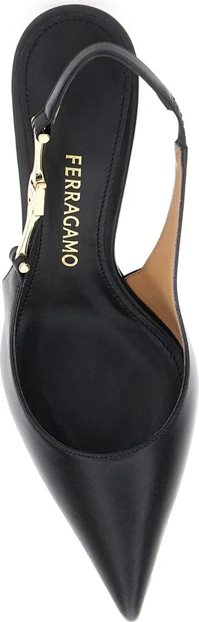 'tally' Black Slingback Pumps With Medium Stiletto Heel In Leather Woman - Image 4