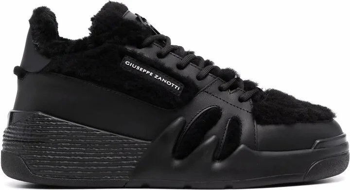 Talon shearling-trim high-top sneakers