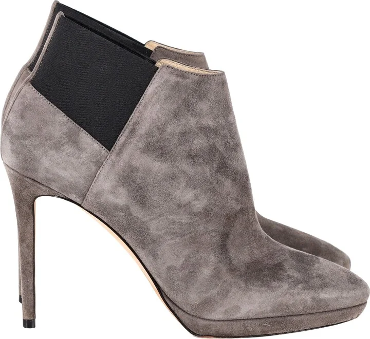 Talula 100 Ankle Boots in Taupe Grey Suede
