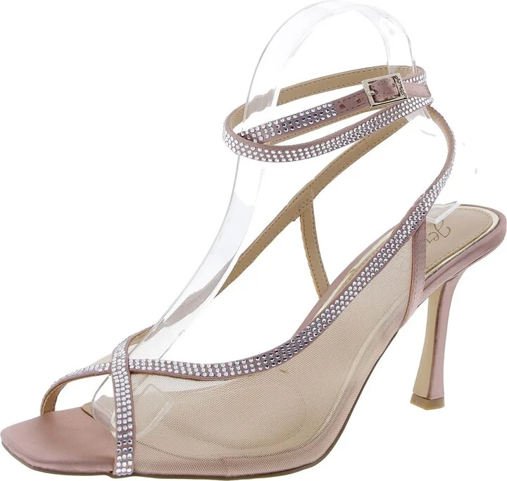 TAMERA Womens Rhinestone Mesh Ankle Strap