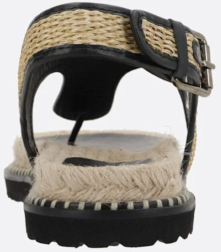 Tamesis/104 Thong Sandals In Raffia And Smooth Leather - Image 3