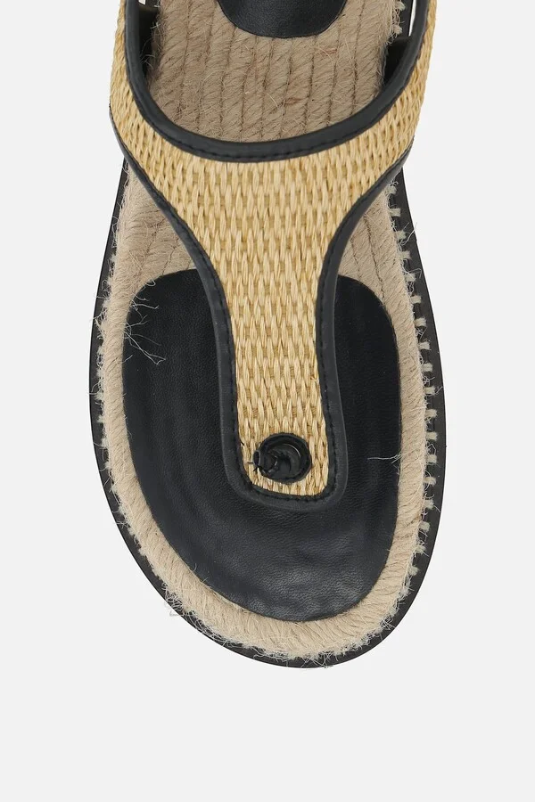 Tamesis/104 Thong Sandals In Raffia And Smooth Leather - Image 4