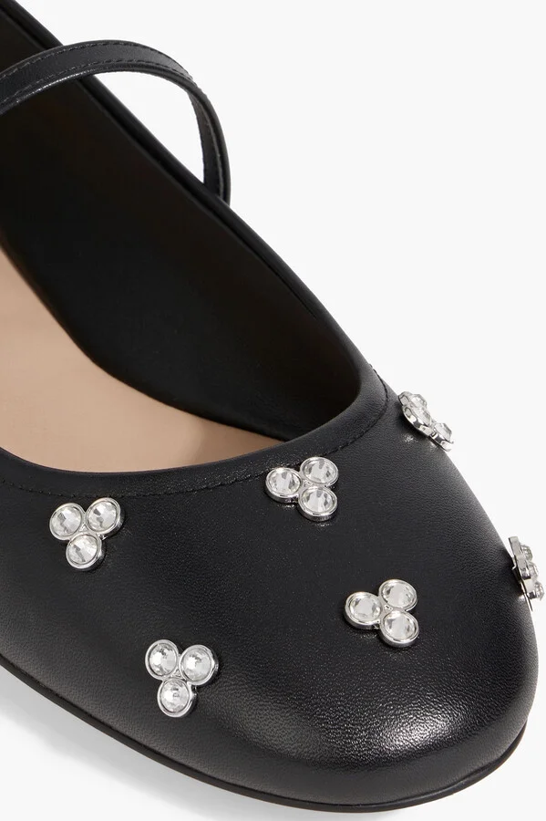 Tammy crystal-embellished leather ballet flats - Image 4