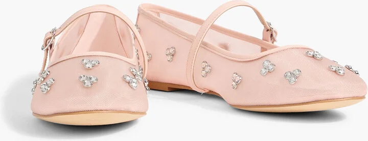 Tammy crystal-embellished mesh Mary Jane flats - Image 2