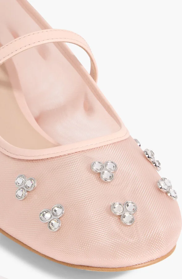 Tammy crystal-embellished mesh Mary Jane flats - Image 4