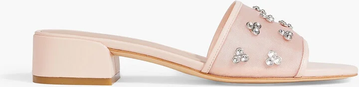 Tammy crystal-embellished mesh mules