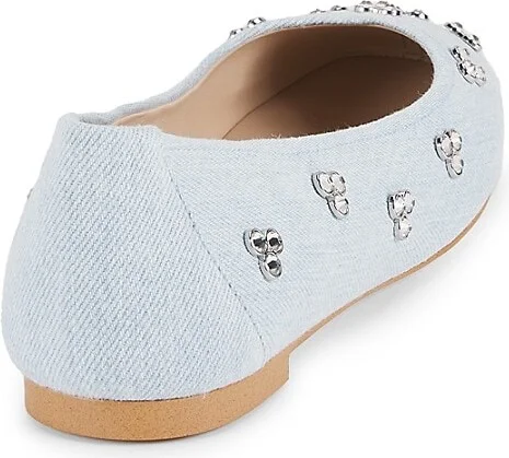 Tammy Denim Crystal Embellished Ballet Flats - Image 3