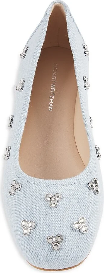 Tammy Denim Crystal Embellished Ballet Flats - Image 5
