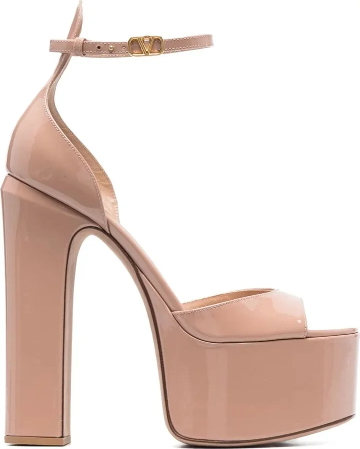 Tan-Go 155mm patent-leather pumps