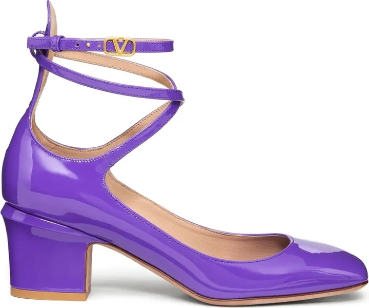 Tan-Go 70mm patent leather pumps
