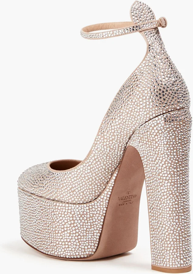 Tan-Go crystal-embellished suede platform pumps - Image 3