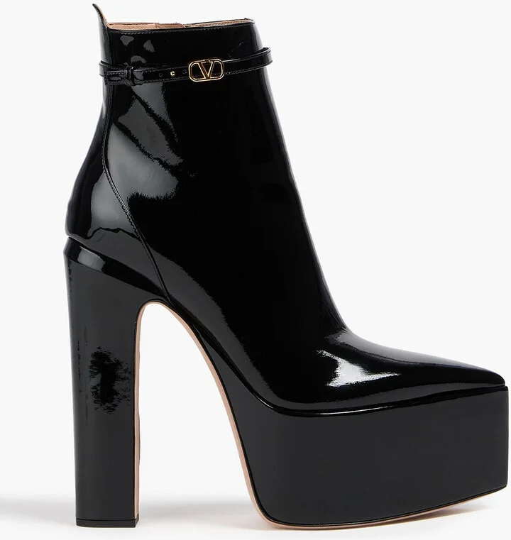 Tan-Go patent-leather platform ankle boots