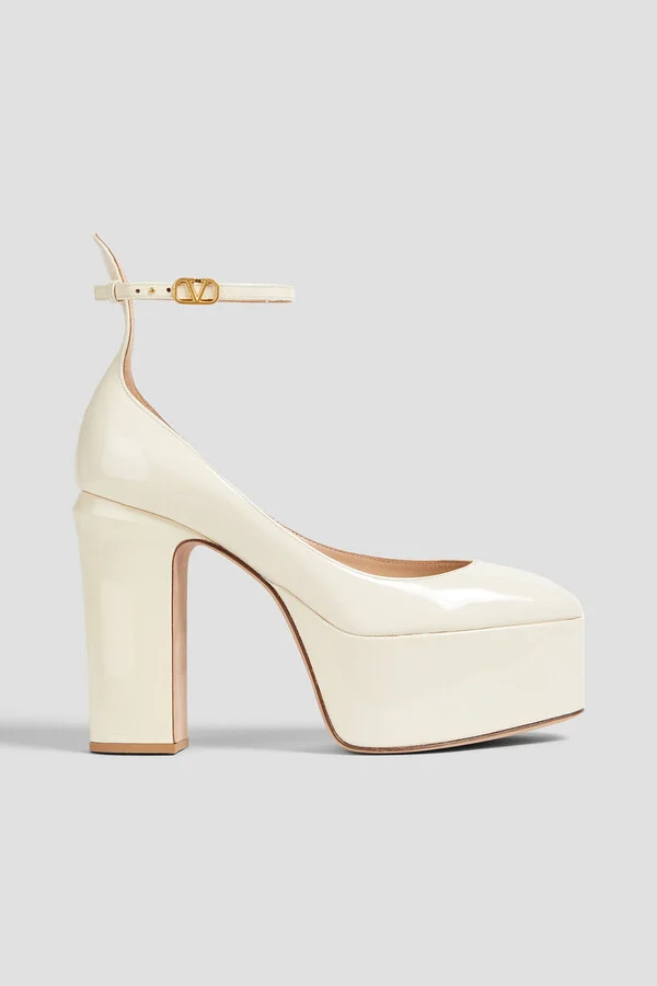 Tan-Go patent-leather platform pumps