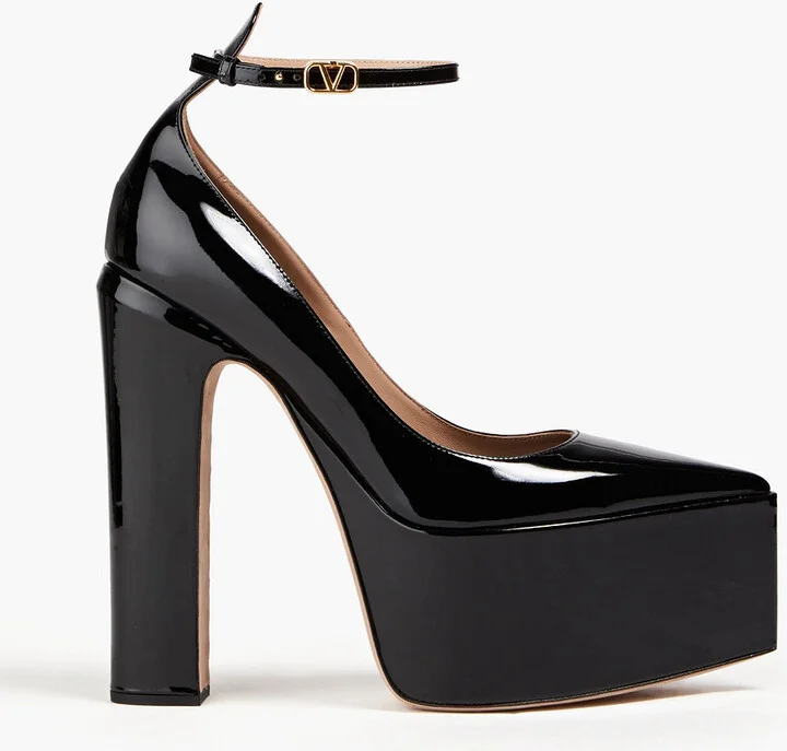 Tan-Go patent-leather platform pumps