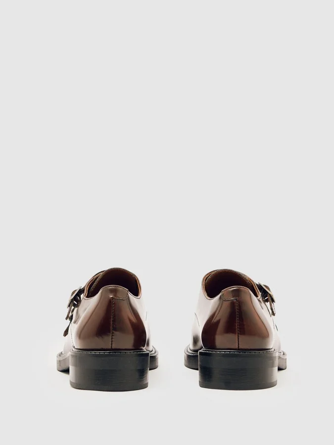 Tan Leather Double-strap Monk Shoes - Image 4