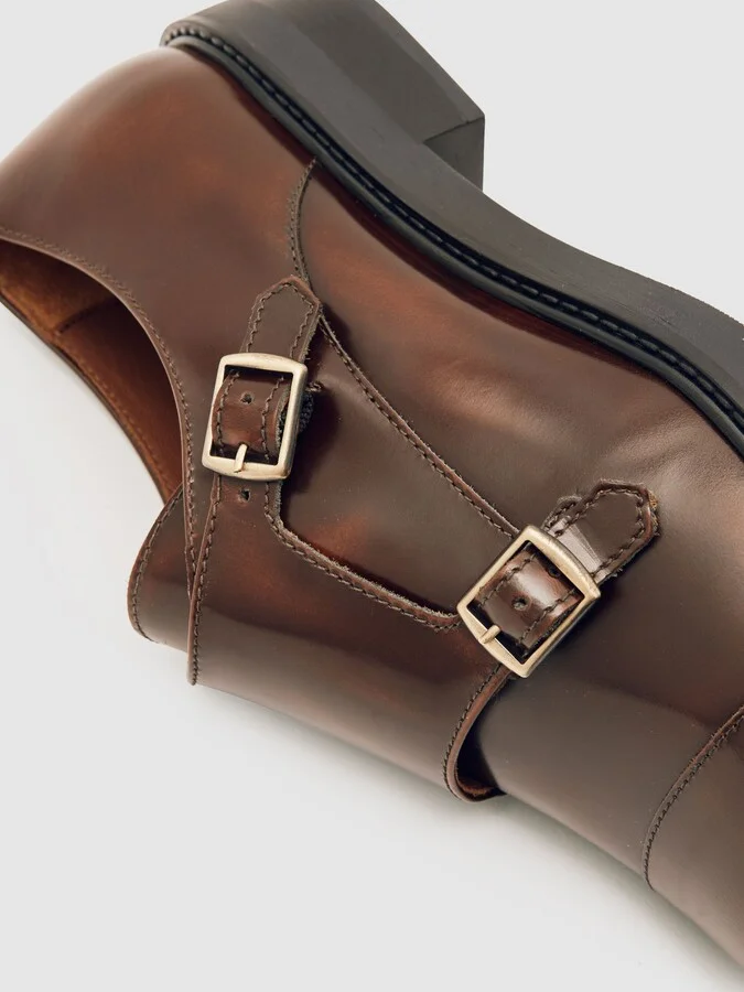 Tan Leather Double-strap Monk Shoes - Image 5