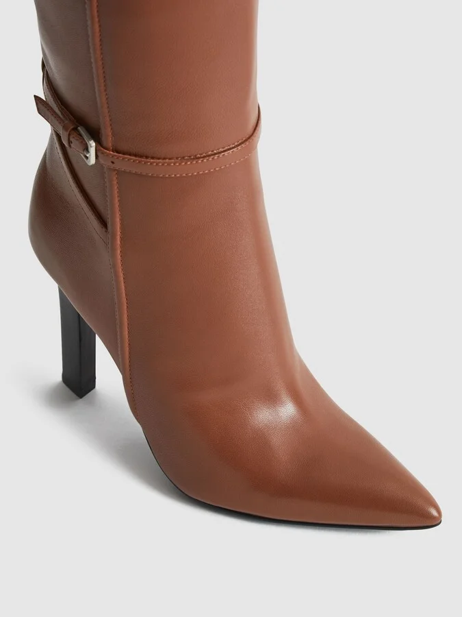 Tan Leather Knee High Boots - Image 4
