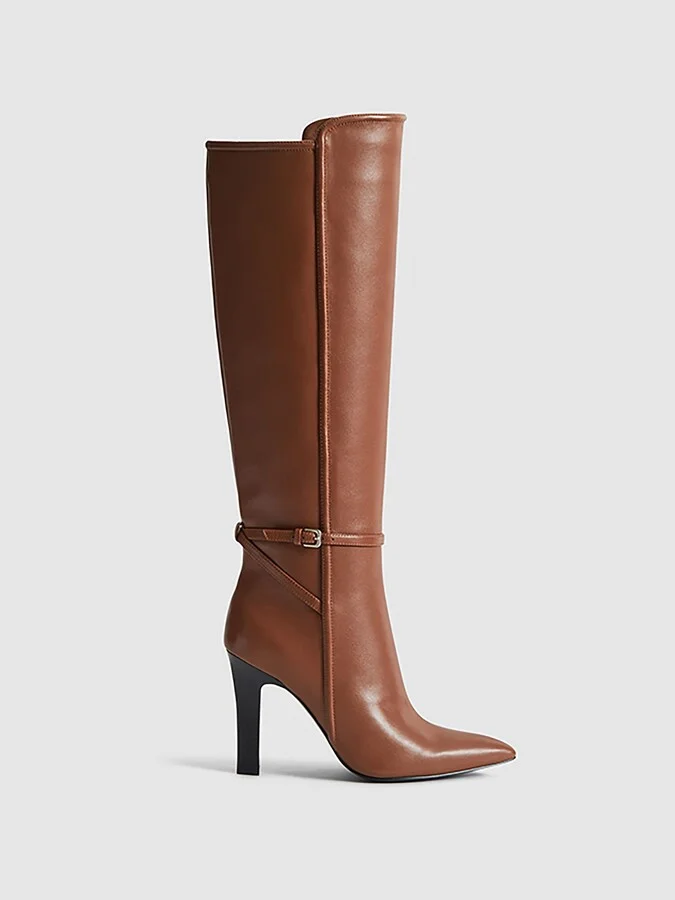 Tan Leather Knee High Boots