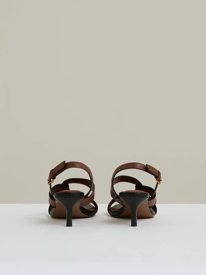 Tan Leather Link-strap Low-heel Sandals - Image 3
